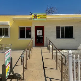 the entrance to the restaurant