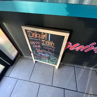 a sign on the counter