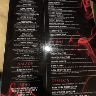 Food menu