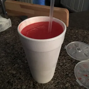 20 oz strawberry colada to go.