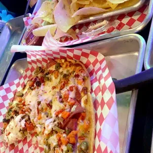 Pulled Pork Nachos &amp; Muffuletta Flatbread