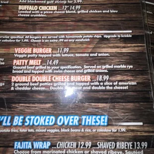 Pricey (in my opinion) menu