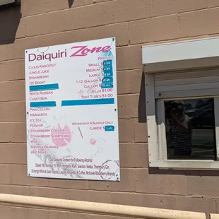 Drive thru menu