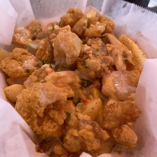 Shrimp queso fries