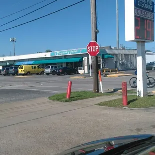 Front of the bar. Drive thru is on the right.