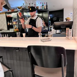 a bartender at a bar