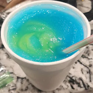 a blue and green drink