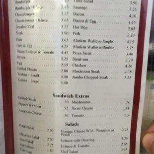 a menu for a variety of drinks