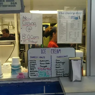 a menu for a dairy shop