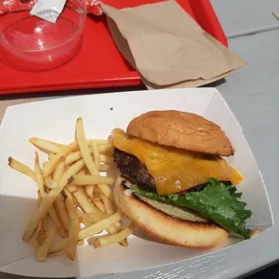 Okie Burger with limited amount of fries