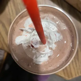 Chocolate Strawberry Shake with whip cream and cherry