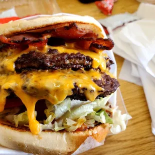 1/2lb bacon cheese burger - +$10