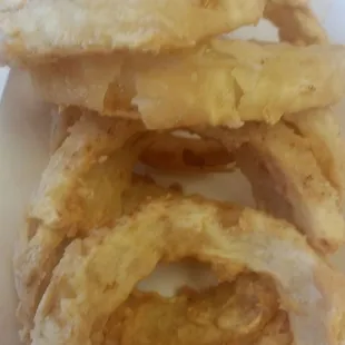 Undercooked and flavorless onion rings. :(
