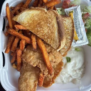 My son's chicken tender basket