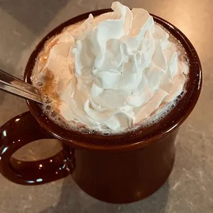 a cup of hot chocolate with whipped cream