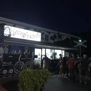 Outside at night