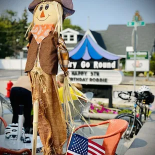 ows a scare with an american flag