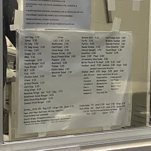 a menu in a window