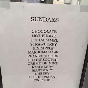 Sundae choices! Yummy