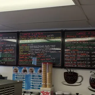 menus on the wall