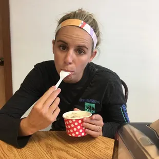 Woman eating Cookies and cheating  ice cream