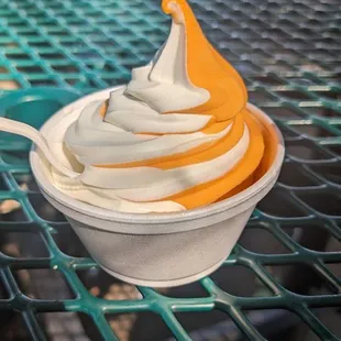 Medium orange and cream soft serve