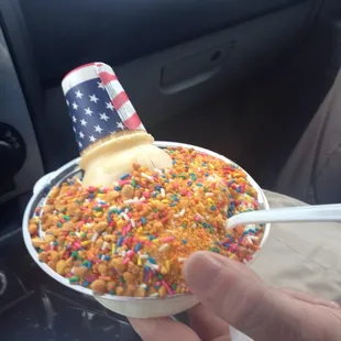 Ice cream cone with crunchies