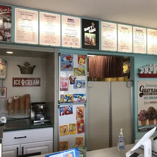 menus on the wall above the counter
