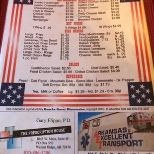 sushi and sashimi, menu