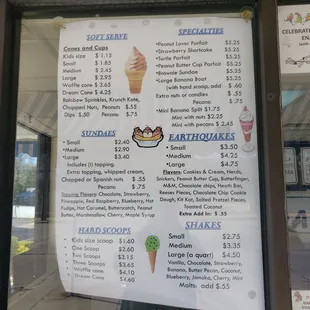 Menu as of 4/28/2019