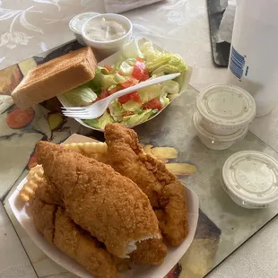 Chicken Fingers and salad