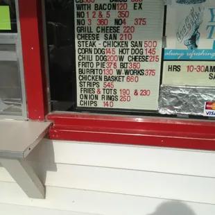 the menu for the dairy mart