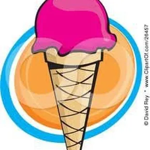 an ice cream cone with pink icing