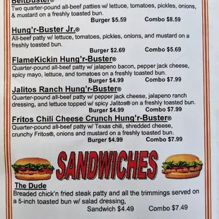 Burgers and sandwiches