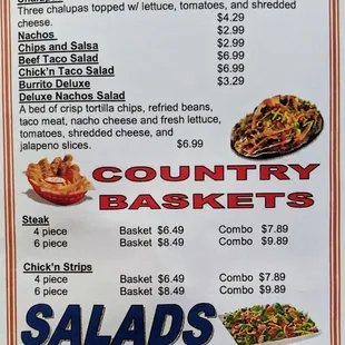 Tex-Mex, Country Baskets and Salads