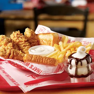  tray of fried chicken and french fries