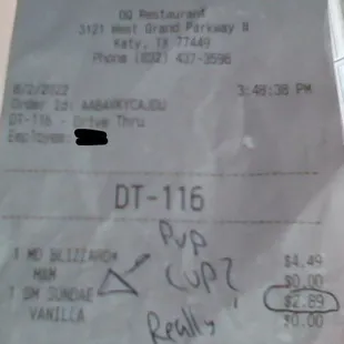 What DQ Lady said DQ charges for pup cups
 Inflation or misinformed?