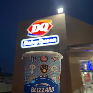 a cup of blizzard ice cream