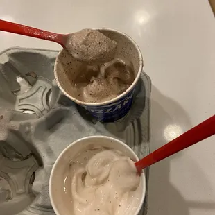 1 Oreo cheesecake Blizzard -Top &amp; 1 Brownie Blizzard - Bottom