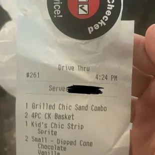 receipt that says &quot;order checked twice&quot; lol