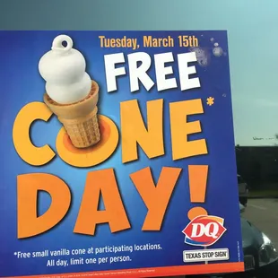 Get your FREE cone today. Mine was good.  #Tomball #Realtor likes a good deal.