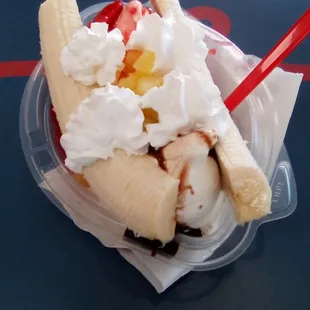 Banana Split at Dairy Queen on White Sage Arc. It really needed more topping...strawberry and pineapple.