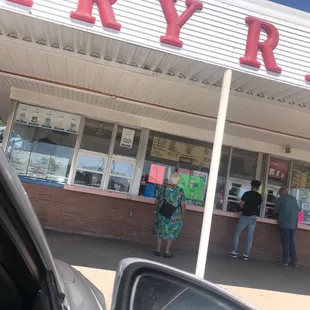 people standing outside