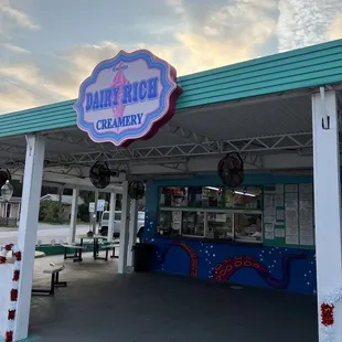the entrance to a dairy rich restaurant