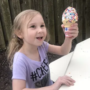 Sitting outside eating ice cream