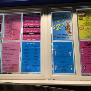 Drive thru window and menu