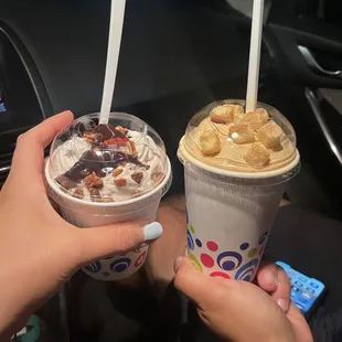 Small German chocolate flurry and medium pumpkin cheesecake flurry