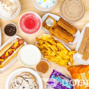 variety of foods &amp; shakes &amp; drinks