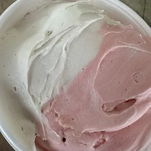 Vegan Strawberry and Vanilla Soft Serve