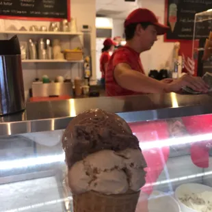 1/2 German chocolate, 1/2 Rockford Roasting Co